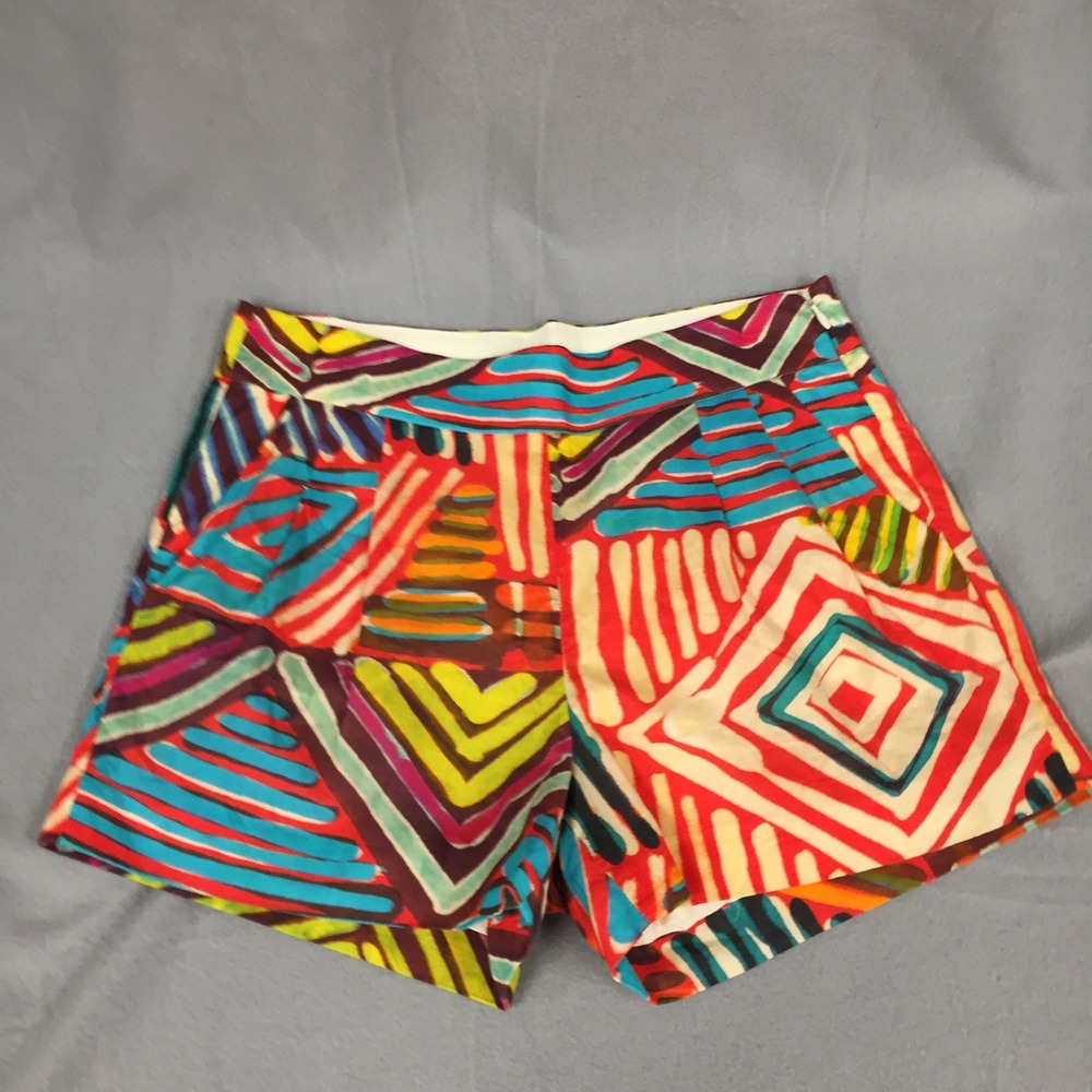 J.Crew Collection Womens Multi Color Geometric Abstract Cotton Shorts Size 2